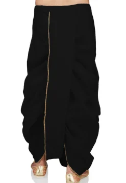Lace Border Art Silk Dhoti Pant in Black