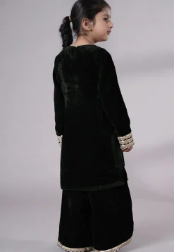 Lace Border Velvet Pakistani Suit in Black