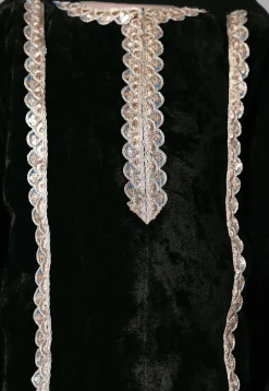 Lace Border Velvet Pakistani Suit in Black