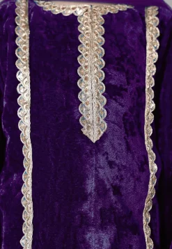 Lace Border Velvet Pakistani Suit in Purple