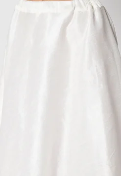 Lace Embellished Dupion Silk Skirt in White