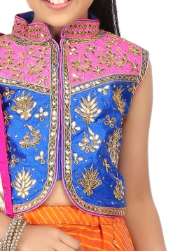 Lehariya Georgette A Line Lehenga in Orange
