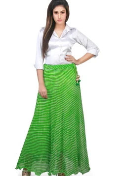 Lehariya Georgette Long Skirt in Green