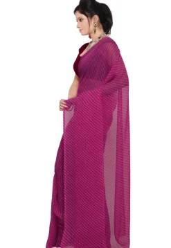 Lehariya Printed Georgette Saree in Fuchsia