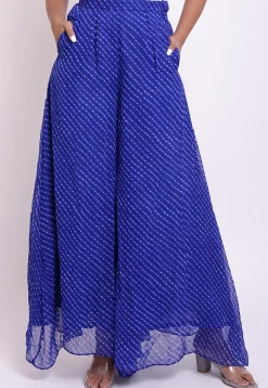 Leheriya Georgette Flared Palazzo in Blue