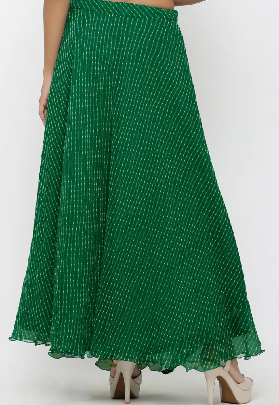 Leheriya Georgette Long Skirt in Teal Green