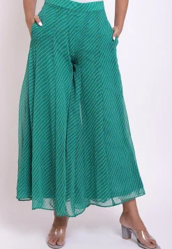 Leheriya Georgette Palazzo in Teal Green