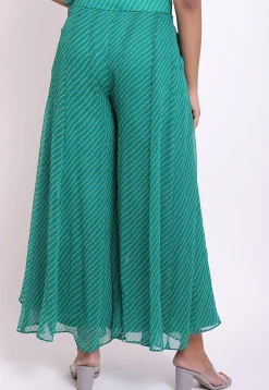 Leheriya Georgette Palazzo in Teal Green
