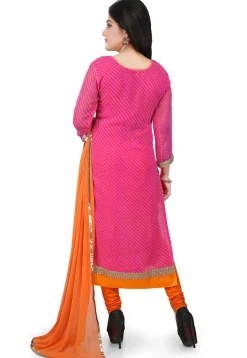 Leheriya Georgette Straight Cut Suit in Pink
