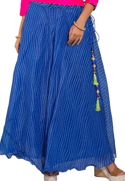Leheriya Kota Silk Skirt in Royal Blue