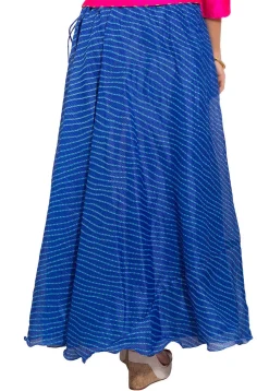 Leheriya Kota Silk Skirt in Royal Blue