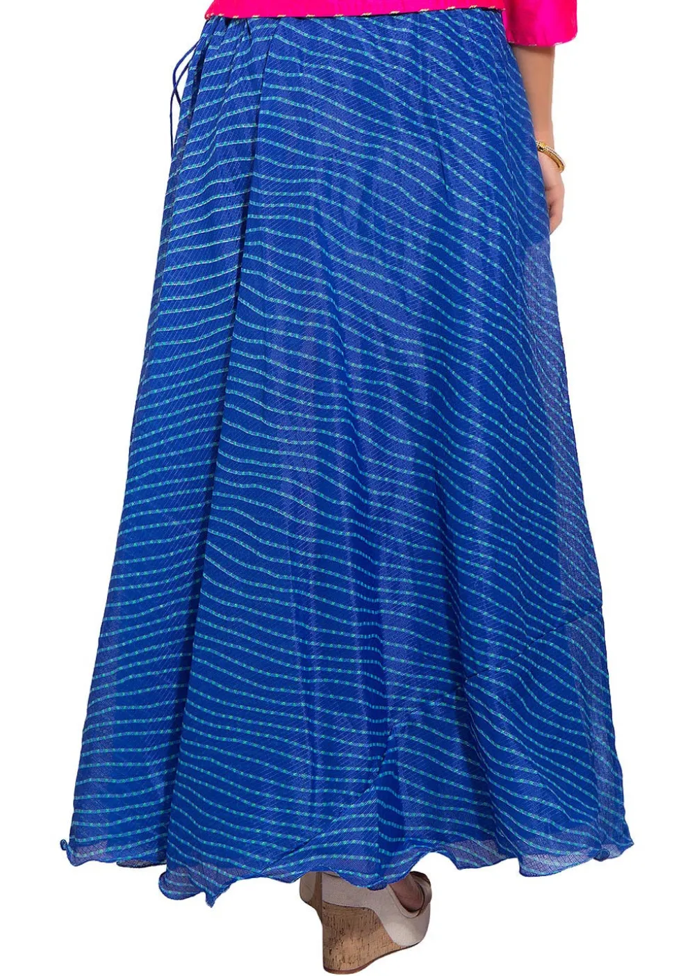 Leheriya Kota Silk Skirt in Royal Blue
