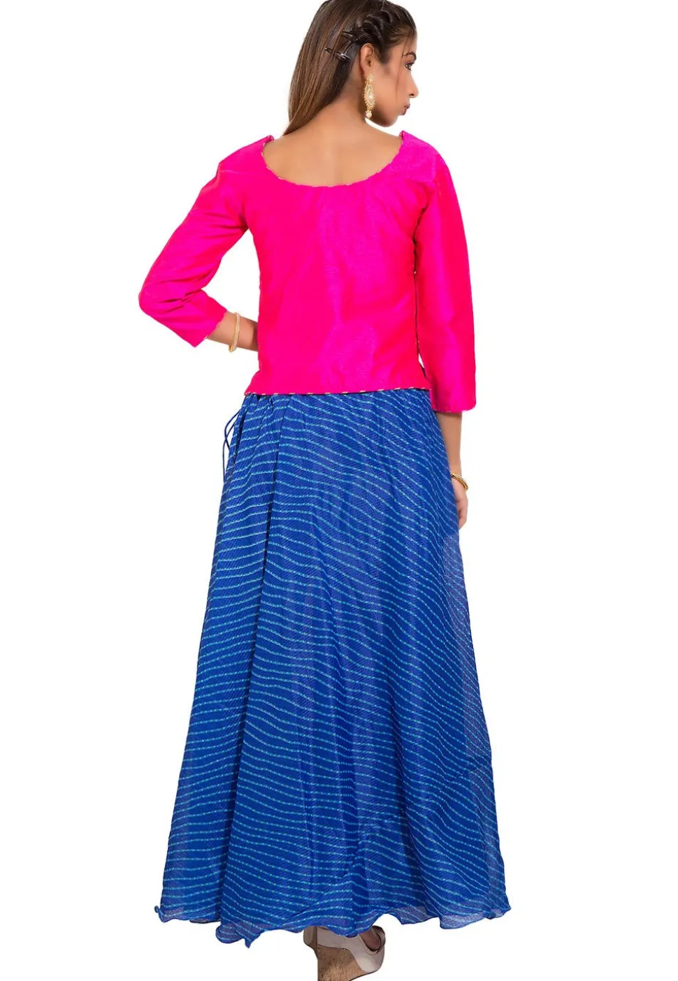 Leheriya Kota Silk Skirt in Royal Blue