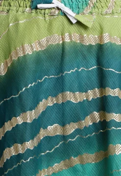 Leheriya Print Kota Doria Skirt in Blue and Green