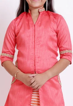 Leheriya Printed Bhagalpuri Silk Lehenga in Dark Peach