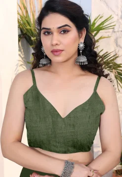 Leheriya Printed Chiffon Saree in Green