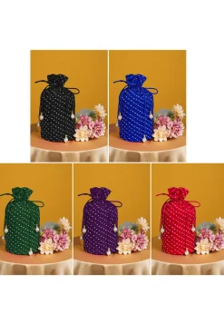 Leheriya Printed Combo Georgette Potli Bag in Multicolor