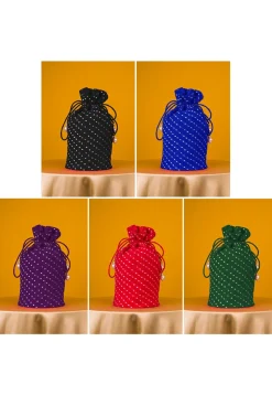 Leheriya Printed Combo Georgette Potli Bag in Multicolor