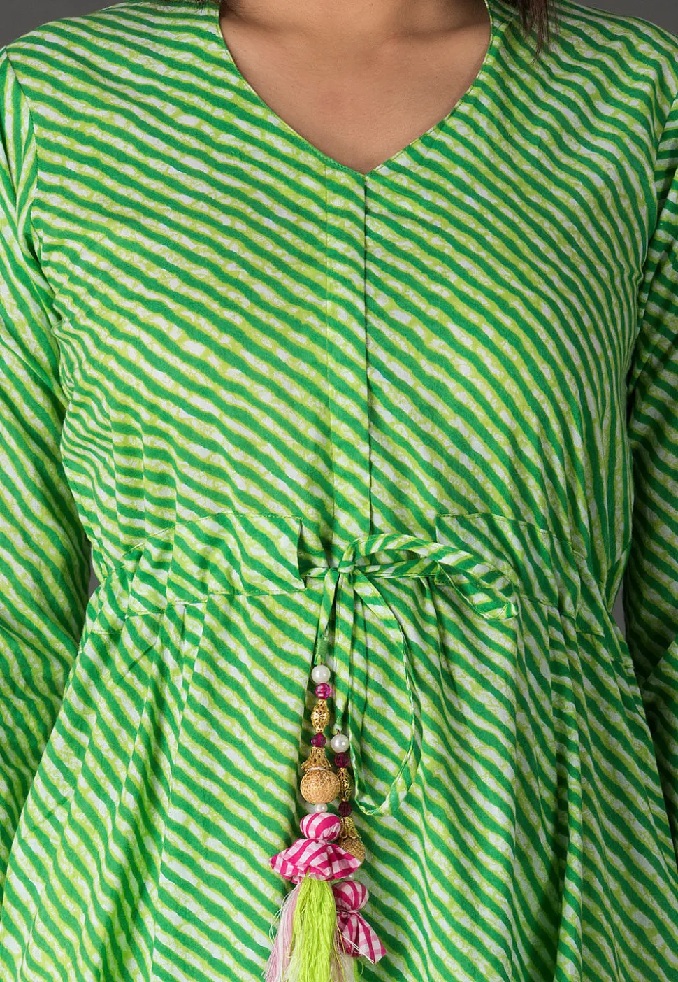 Leheriya Printed Cotton A Line Suit in Light Green