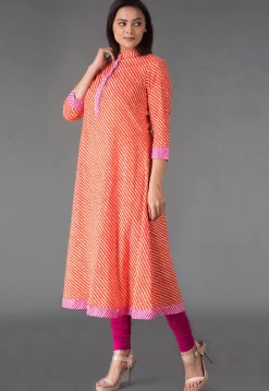 Leheriya Printed Cotton A Line Suit in Red