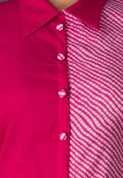 Leheriya Printed Cotton A Line Suit in Fuchsia and Pink