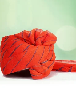 Leheriya Printed Cotton Kids Turban in Orange