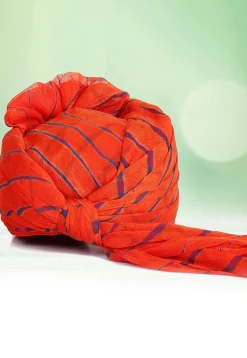 Leheriya Printed Cotton Kids Turban in Orange