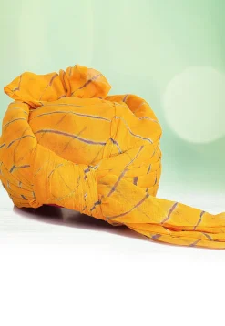 Leheriya Printed Cotton Kids Turban in Yellow