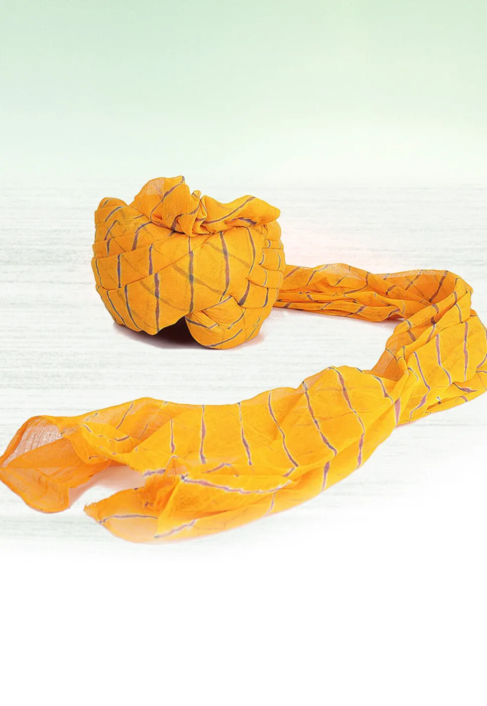 Leheriya Printed Cotton Kids Turban in Yellow