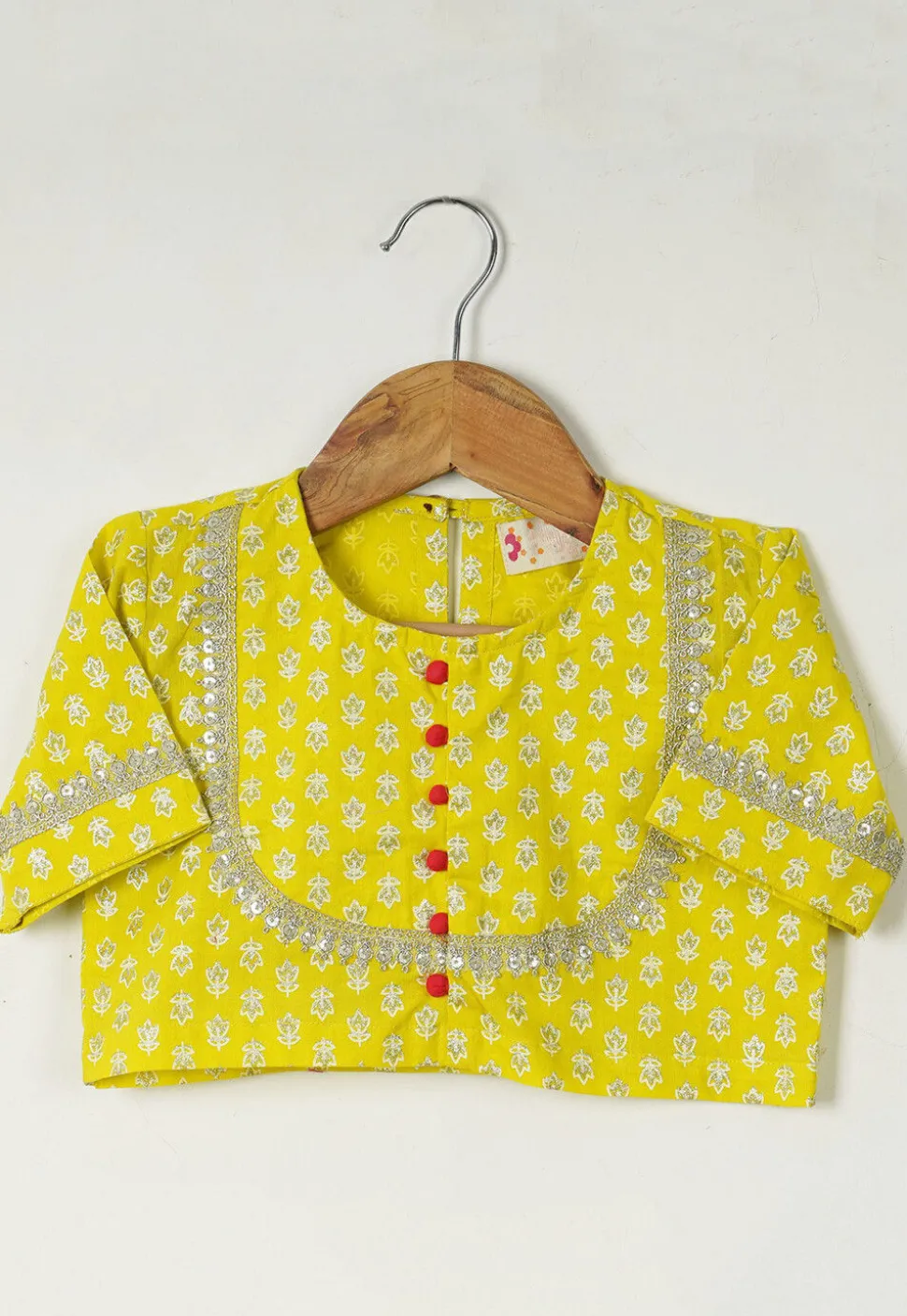 Leheriya Printed Cotton Lehenga in Yellow