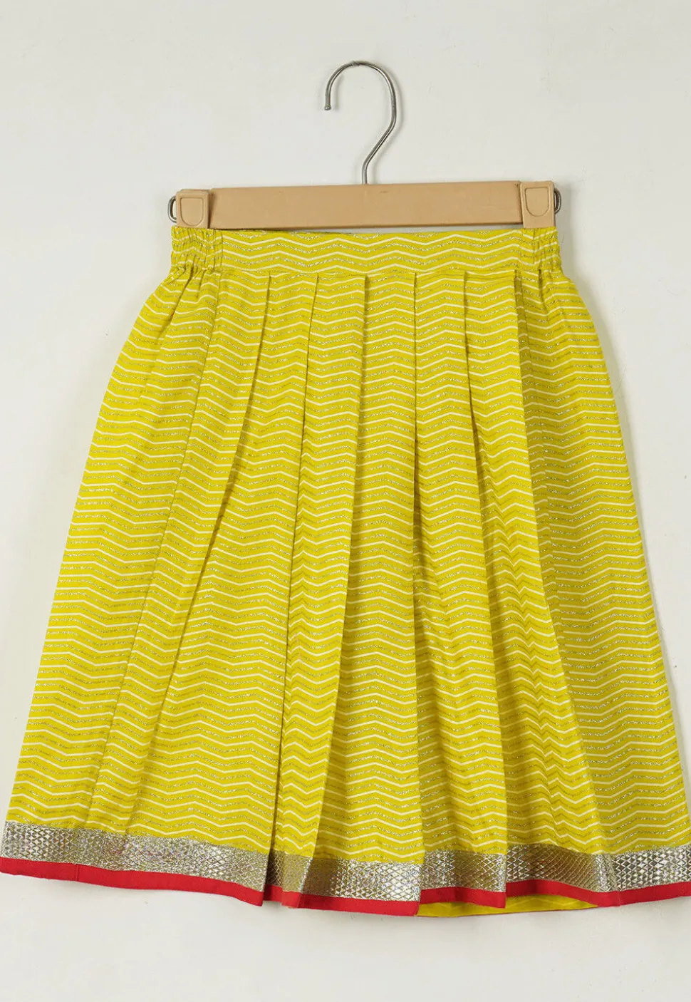 Leheriya Printed Cotton Lehenga in Yellow
