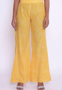 Leheriya Printed Cotton Palazzo in Yellow