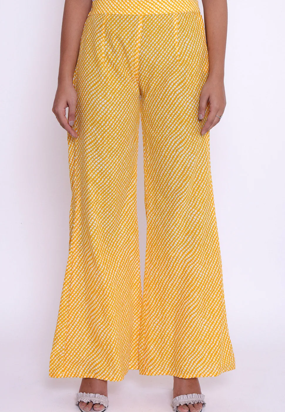 Leheriya Printed Cotton Palazzo in Yellow