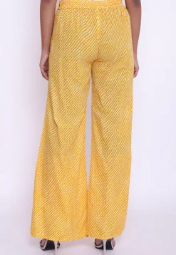 Leheriya Printed Cotton Palazzo in Yellow