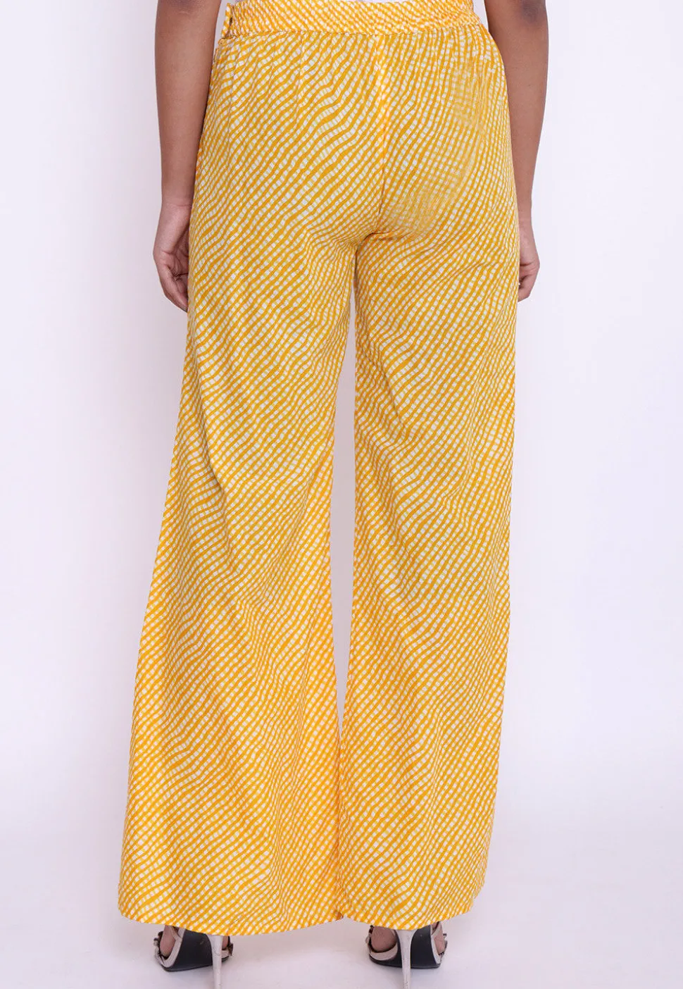 Leheriya Printed Cotton Palazzo in Yellow