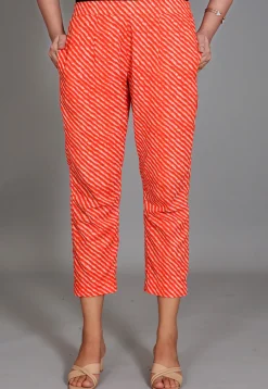 Leheriya Printed  Cotton Pant in Red
