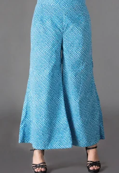 Leheriya Printed Cotton Palazzo in Sky Blue