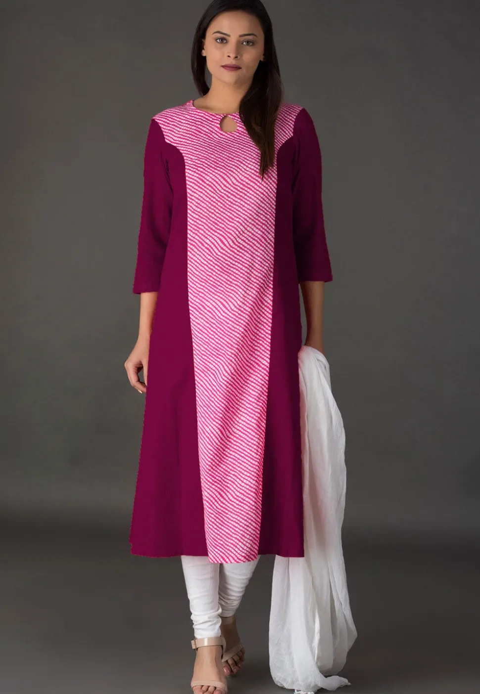 Leheriya Printed Cotton Straight Suit in Pink and Magenta