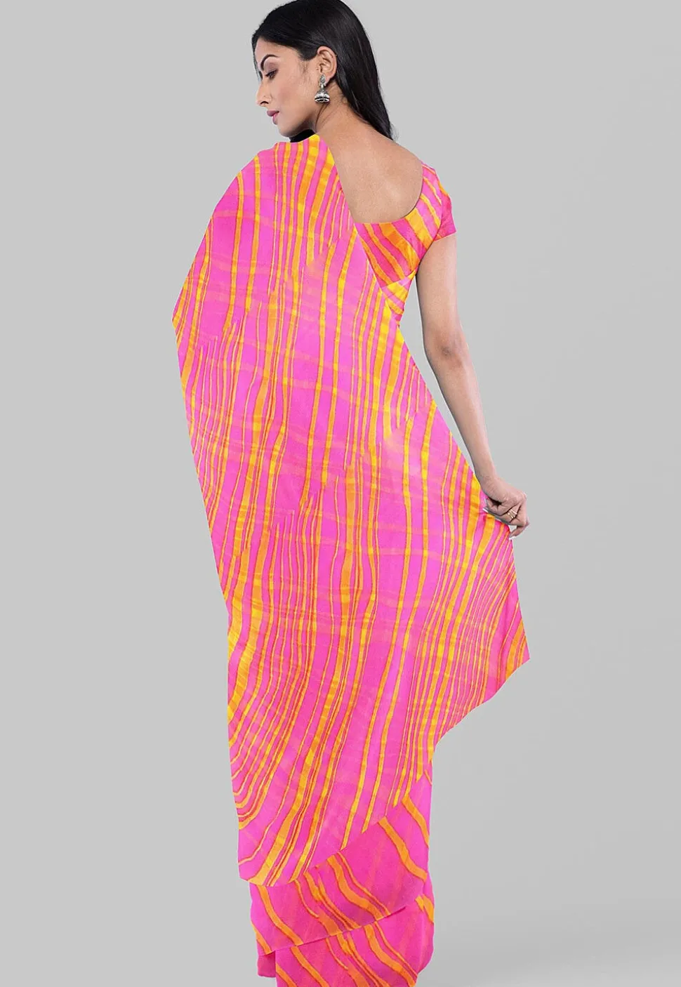 Leheriya Printed Georgette Saree in Pink