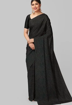 Leheriya Printed Georgette Saree in Black