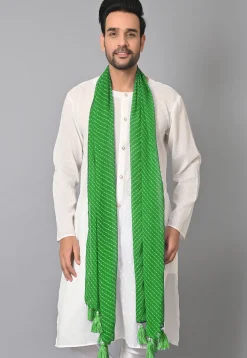 Leheriya Printed Georgette Men Dupatta in Green