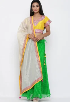 Leheriya Printed Georgette Lehenga in Light Green