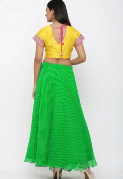Leheriya Printed Georgette Lehenga in Light Green