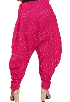 Leheriya Printed Georgette Dhoti Pant in Fuchsia