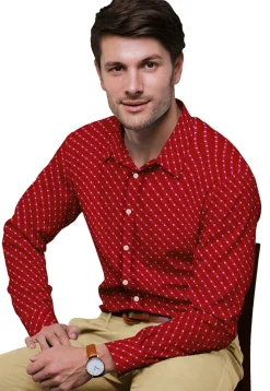 Leheriya Printed Georgette Shirt in Maroon