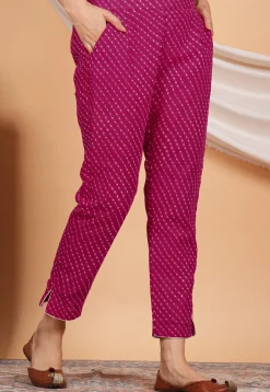 Leheriya Printed Georgette Pant in Fuchsia