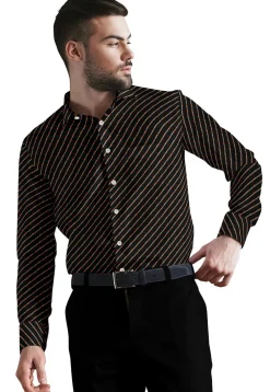 Leheriya Printed Georgette Shirt in Black