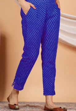 Leheriya Printed Georgette Pant in Royal Blue