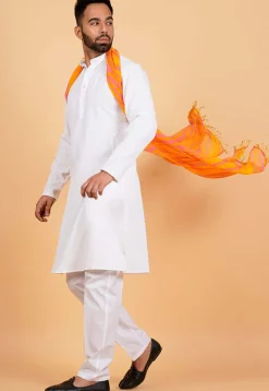 Leheriya Printed Georgette Men Dupatta in Mustard