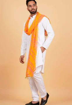 Leheriya Printed Georgette Men Dupatta in Mustard